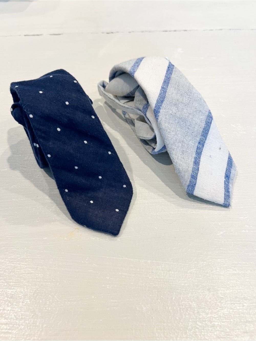 Boon Adjustable Neck Tie Set of 2 Navy Dot & Light Gray Striped 9-13 years (XL)